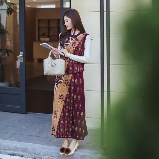 【林栖设计小店】唐彩未央|秋色提花复古优雅传统气质2026春新款毛织上衣G1961387 商品图2