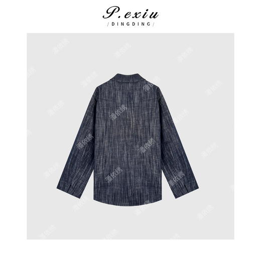 04-6潘依绣丁丁宠粉新款老钱风纹理牛仔长袖西装外套Q3593 商品图2