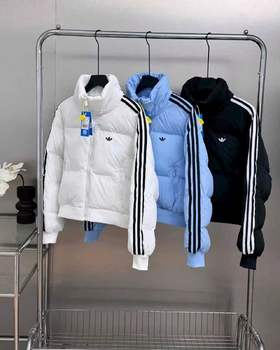 F011215舒适宽松短款三叶草长袖加厚立领羽绒棉服女款