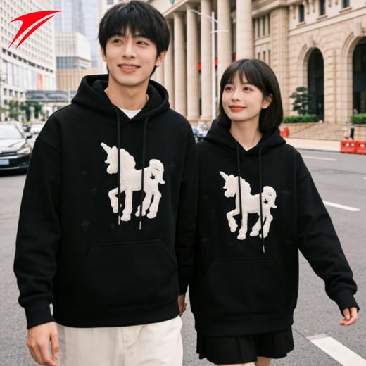 金莱克马年连帽卫衣男女款春季简约百搭宽松打底衫情侣外套卫衣JLK6211 商品图0