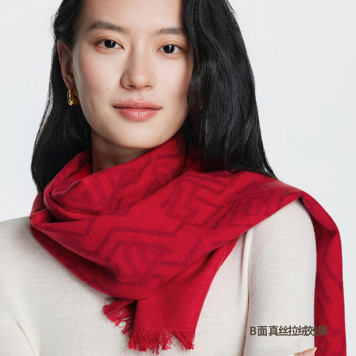 满百减十 | 凯喜雅冬季真丝拉绒双面围巾《绫绮锦绣》30*180cm 商品图3
