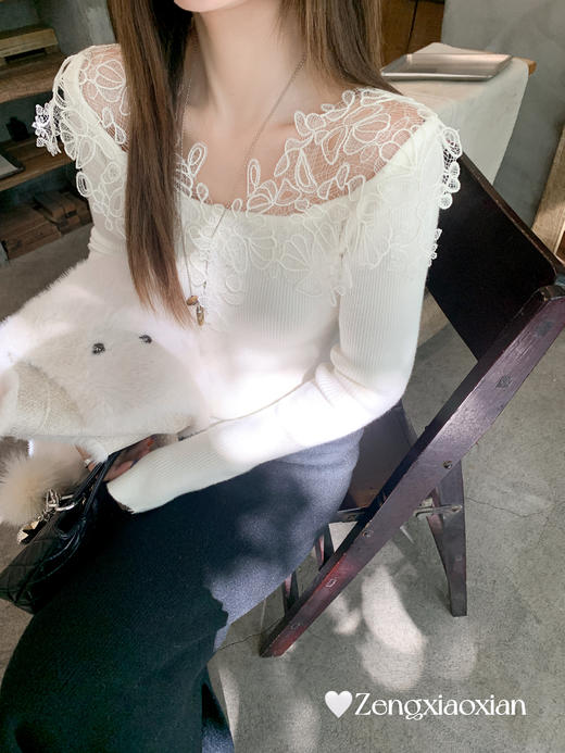 <曾小咸推荐>现货秒杀 ！微信超特价！韩系蕾丝花边针织衫 日常179.99 立减100 秒杀79.99！！ 商品图12