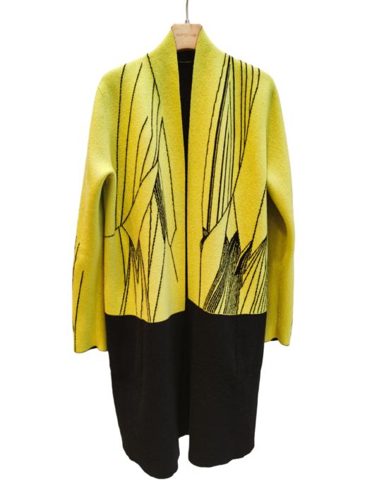 手工双面青果领流线提花羊绒针织大衣 JKF16W070A 商品图1