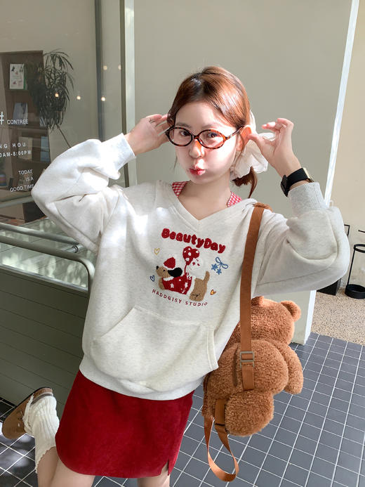 <曾小咸推荐>现货秒杀 ！微信超特价！v拼接连帽加绒卫衣 日常219.99 立减120 秒杀99.99！！ 商品图6