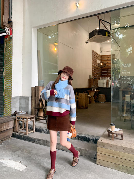 <曾小咸推荐>现货秒杀 ！微信超特价！韩系条纹撞色毛衣 日常199.99 立减110 秒杀89.99！！ 商品图6