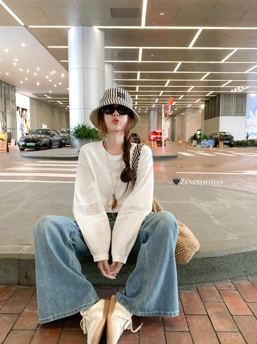 <曾小咸推荐>现货秒杀 ！微信超特价！袖口绣花镂空长袖T 日常149.99 立减80 秒杀69.99！！ 商品图9