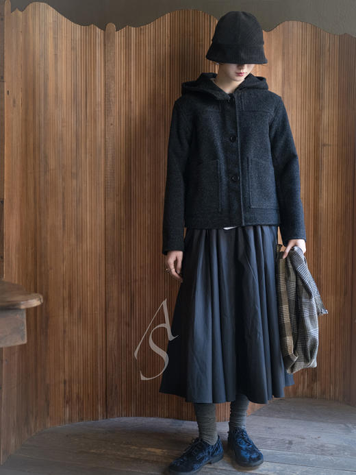 MHL 炭灰色Abraham Moon羊毛连帽短外套 商品图0