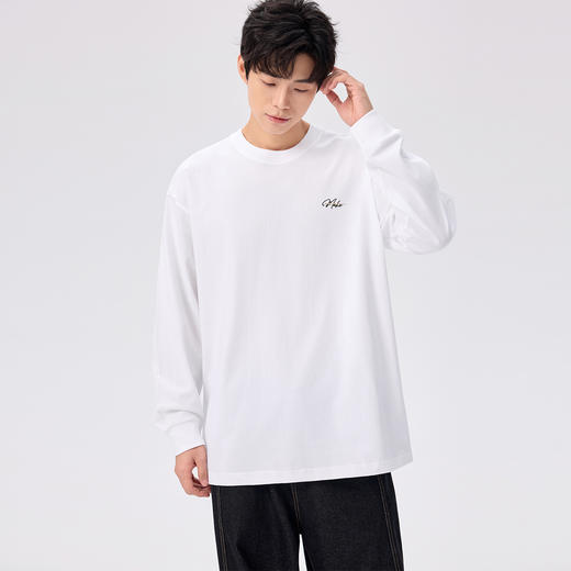 gxgjeans 男装【重磅棉100%】男士绣花长袖T恤25秋款时尚百搭打底衫男K&C 商品图3