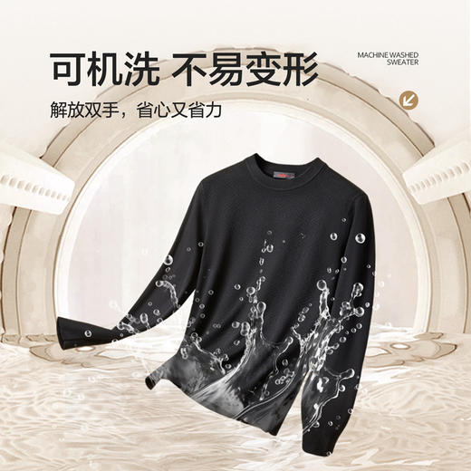 【含羊毛/可机洗/抗静电】柒牌男装毛衫2025秋冬新款圆领针织衫129Y70570 商品图1