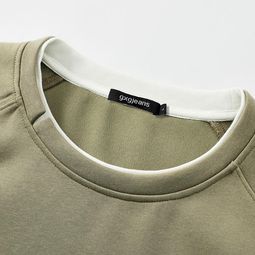 gxgjeans 男装【假两件卫衣】舒适日常百搭男士内搭校园通勤宽松圆领套头卫衣男K&C 商品图6