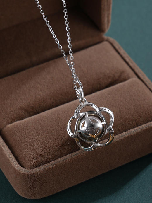 子佩集【花开墨恋】银S925珍珠惜王妃套链【HJYDZ008】10.5mm珠黑珠花绕五瓣花2601 商品图5