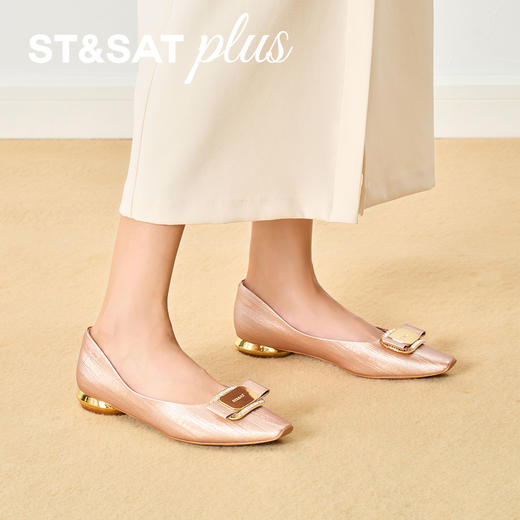 星期六26春新款方头蝴蝶结水钻低跟单鞋SSE1111041 商品图4