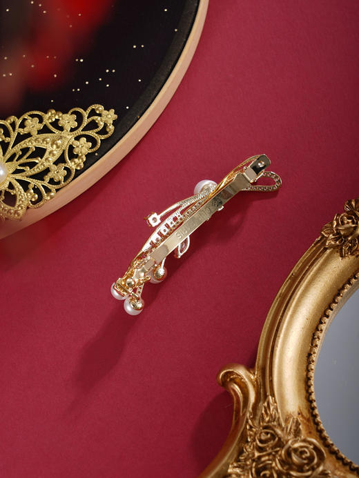 子佩集【岁岁璀璨】珍珠惜王妃发夹【HBFJ028】5.7-7.7mm珠镀金麦穗蝴蝶结2601 商品图5