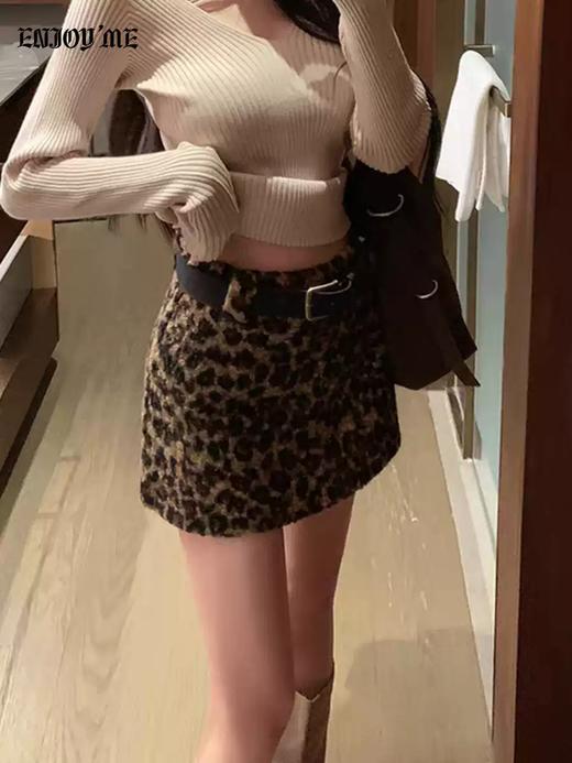【门店同款】ENJOY冬季“游牧漫寻”复古豹纹短半裙 169095181 商品图1