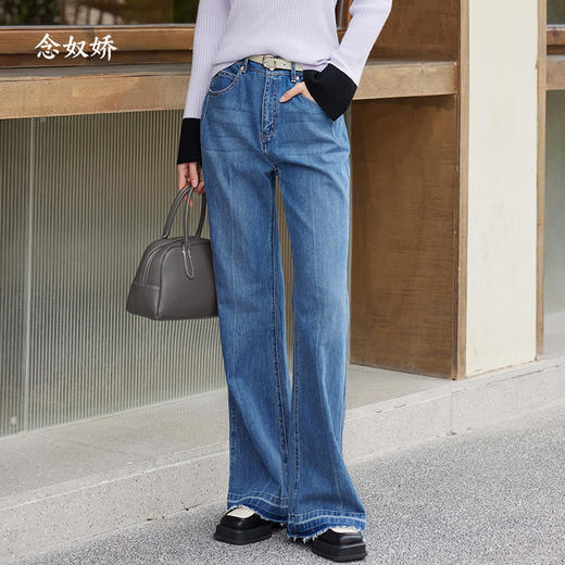 【商场同款】CNT4998“复古牛仔裤” 时尚感宽松微喇裤 显瘦显高 不易变形 舒适好穿搭弹力牛仔裤 商品图1
