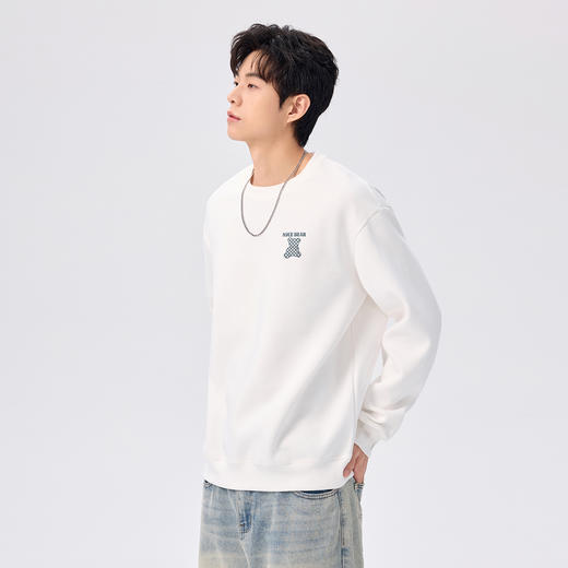 gxgjeans 男装亲肤透气25秋款百搭休闲显瘦男士圆领卫衣潮流印花打底必备上衣K&C 商品图2