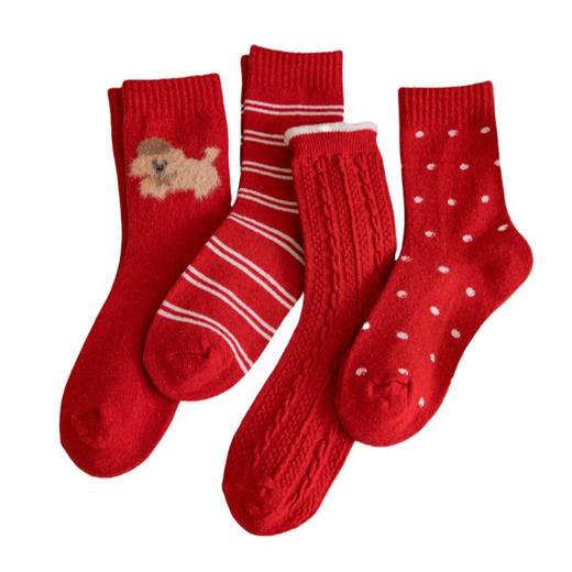 【YW】无忧购【鸿运当“红”】礼盒装4双本命年红袜子礼盒装马年中筒袜女秋冬新年红色袜（截单后3-5天发货） 商品图4