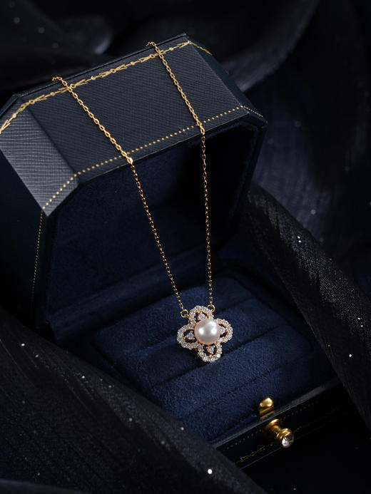 子佩集【四叶之约】银S925珍珠惜王妃套链【HJYTL015】7.5mm珠镀金四叶草2601 商品图3