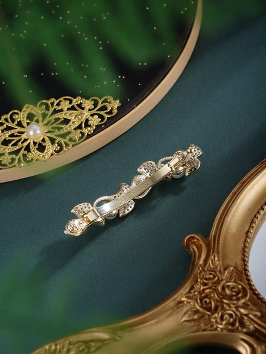子佩集【珍幸运】珍珠惜王妃发夹【HBFJ030】6.5mm珠镀金银杏叶2601 商品图4