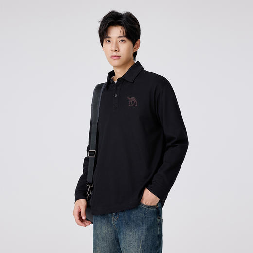 gxgjeans 男装长袖POLO衫2025秋款日常百搭垂顺透气亲肤男士打底衫上衣K&C 商品图2