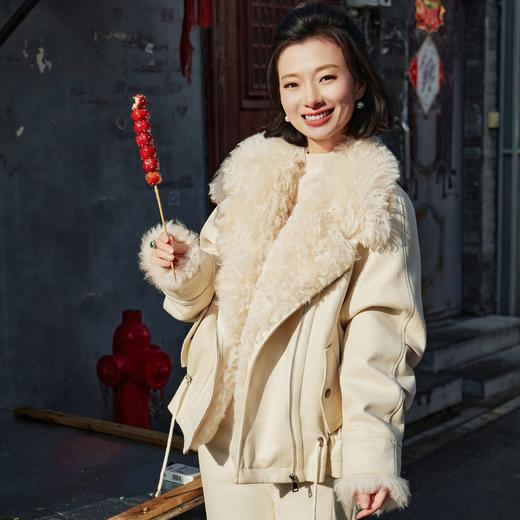 西子/雪绒诗境90白鹅绒莫斯娜毛白色毛领时髦外套/YRHJ0463 商品图1