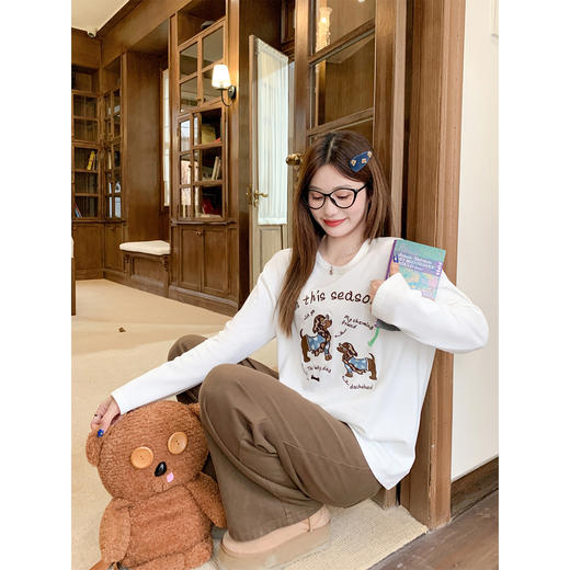 <曾小咸推荐>现货秒杀 ！微信超特价！小狗印花加绒长袖t恤 日常139.99 立减70 秒杀69.99！！ 商品图4