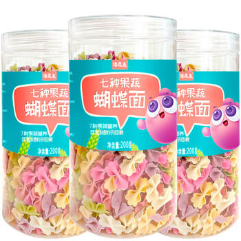 海森鱼儿童蝴蝶面100g*2袋  宝宝面条 不添加食用盐 山药营养蔬菜面片 /粮油调味 /挂面 /风味挂面 商品图0