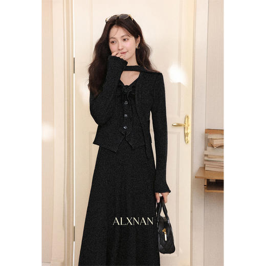 鹿向南「慵懒灰调」假两件气质高级感女秋冬新款巨好看内搭连衣裙 商品图1