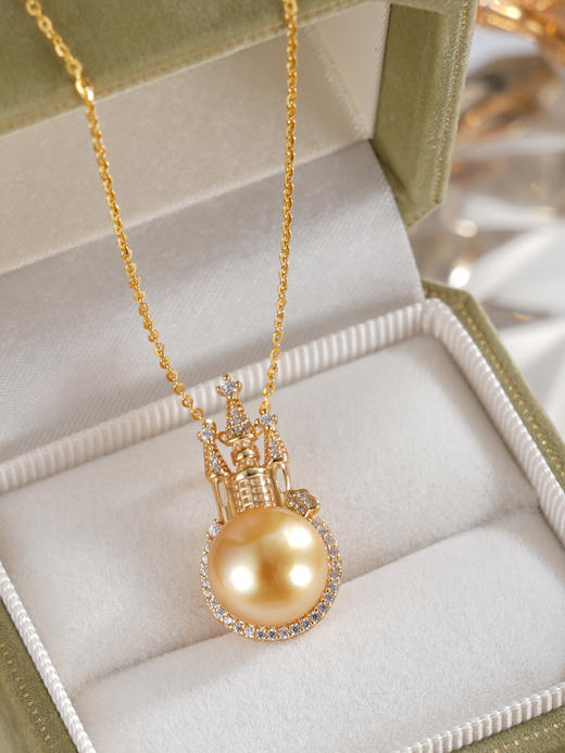 子佩集【女王城堡】银S925珍珠惜王妃套链【HJYDZ005】11.5mm珠镀金城堡金色珠2601 商品图2