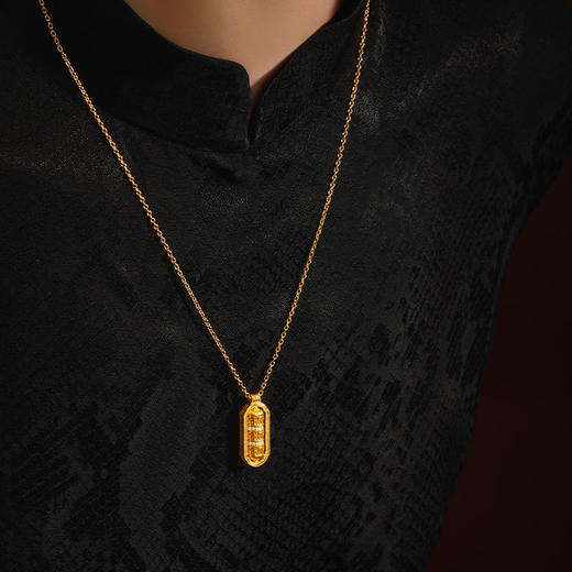 宫匠造办 转金筒足金镶钻吊坠 商品图3