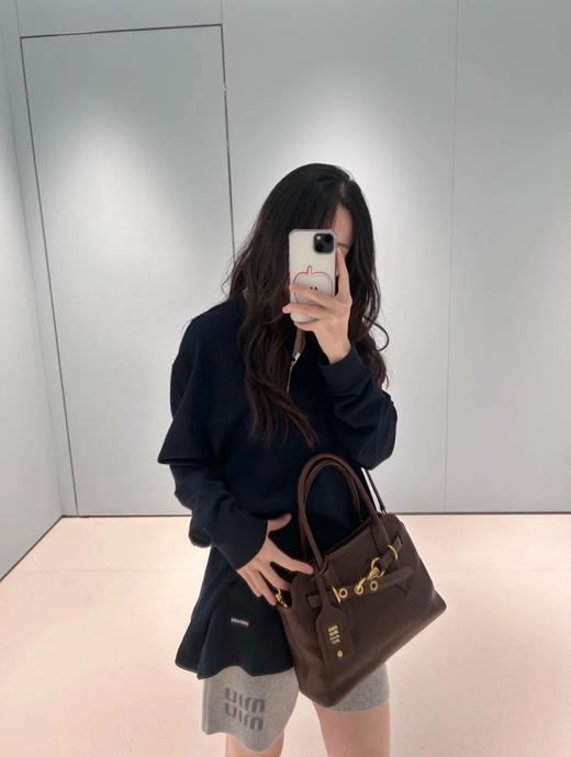 缪缪 新款来袭 斜拉链长袖POLO衫 蓝色/白色(MM) 商品图2