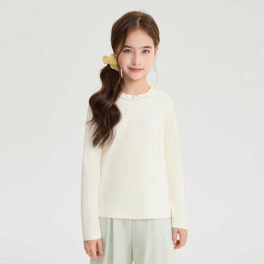 笛莎Deesha 童装女童T恤2026春新款甜美花边打底T恤 商品图0