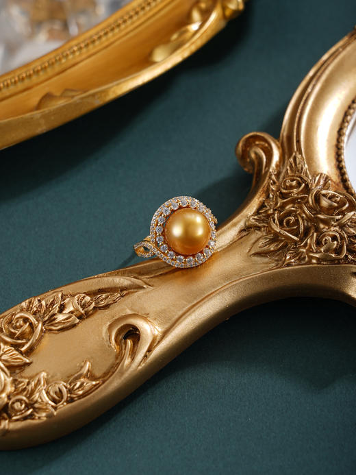 子佩集【守候之约】银S925珍珠惜王妃戒指【HJYJZ014】11mm珠镀金缠绕金色珠2601 商品图8