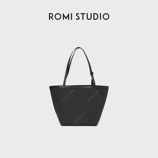 ROMI STUDIO 首饰袋 头层牛皮肩带斜纹布正反背托特包RWCLP37185 商品图0