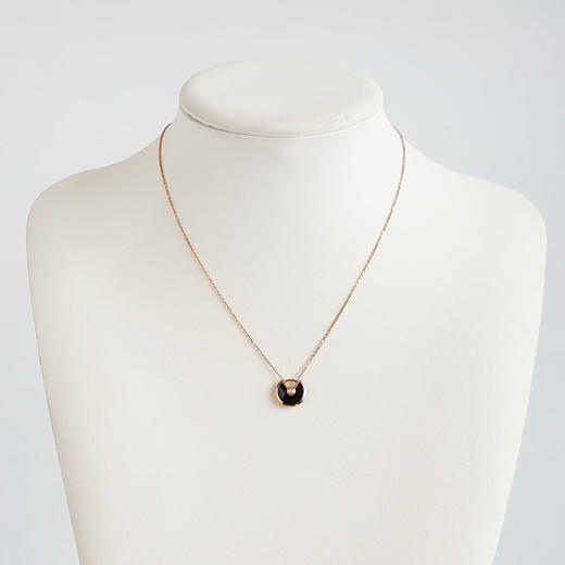 【95新】Cartier卡地亚Amulette de Cartier项链B3047200玫瑰金镶钻黑玛瑙护身符项链链长约41cm，吊坠直径12mm女士 060126AK19 商品图7