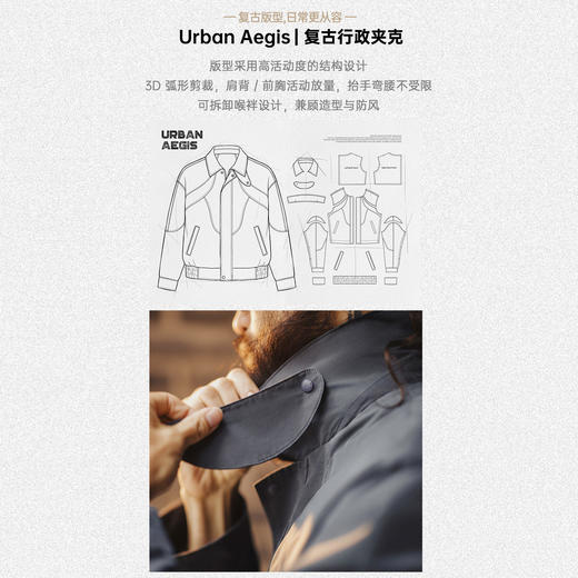 马登工装美式机能风三防夹克立领运动训练防水灰色薄款外套男春季 商品图1