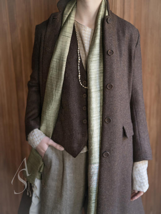 Jai 秋土棕英国人字纹羊毛游吟诗人马甲 商品图5