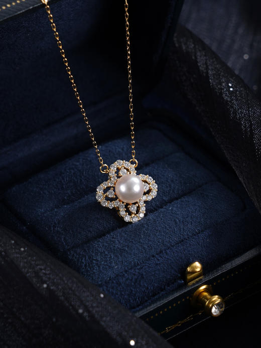 子佩集【四叶之约】银S925珍珠惜王妃套链【HJYTL015】7.5mm珠镀金四叶草2601 商品图4