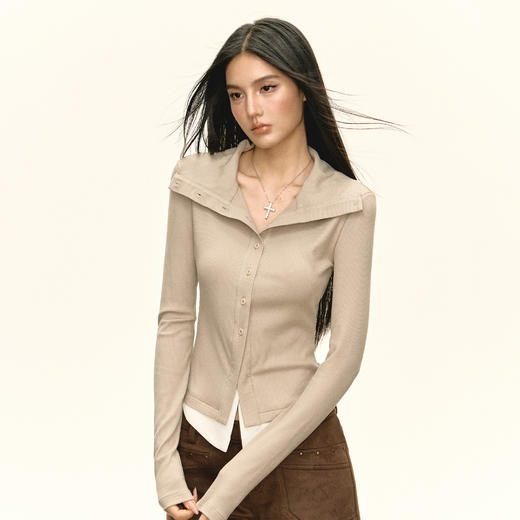 Ariseism 美式复古高级感假两件长袖T恤女春季新款修身上衣 商品图1