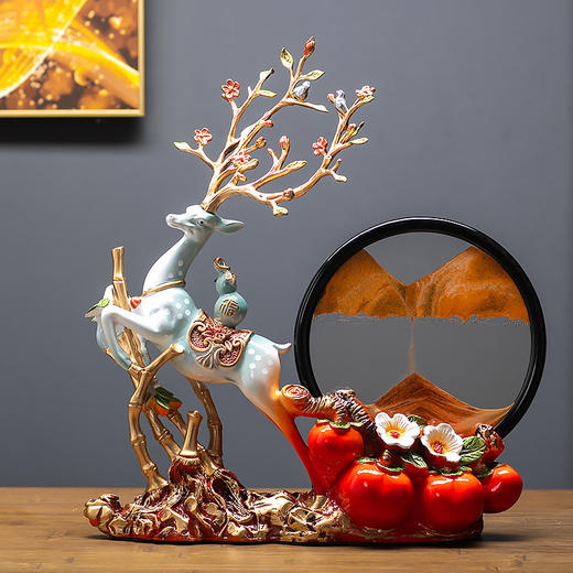 【轻奢百搭尽显气派❗️平安喜乐国风好礼】新中式创意流沙摆件酒柜玄关电视柜装饰品客厅招财桌面工艺品。jc 商品图2