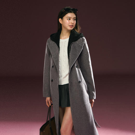 Ariseism 美式复古高级感中长款毛呢外套冬季新款保暖外套 商品图2
