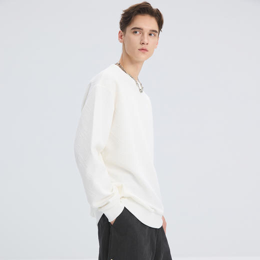 gxgjeans 男装【肌理感】25秋冬款男士圆领卫衣时尚百搭校园内搭加绒打底衫K&C 商品图1