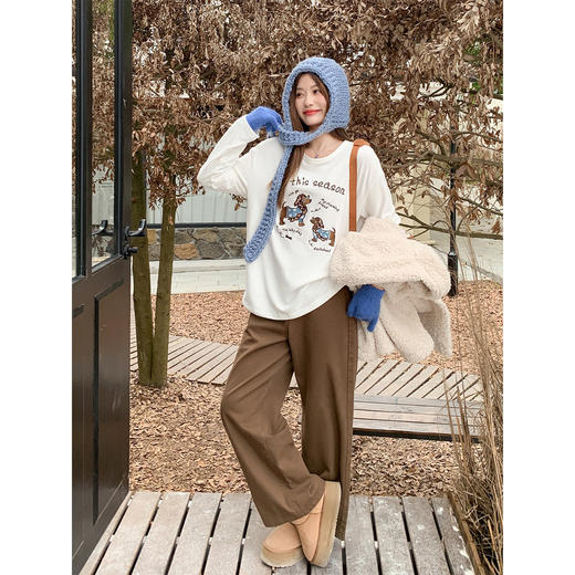 <曾小咸推荐>现货秒杀 ！微信超特价！小狗印花加绒长袖t恤 日常139.99 立减70 秒杀69.99！！ 商品图2