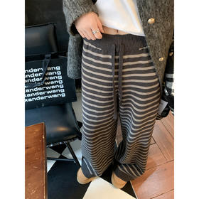 【169元任选2件】现货！韩系条纹针织直筒休闲裤