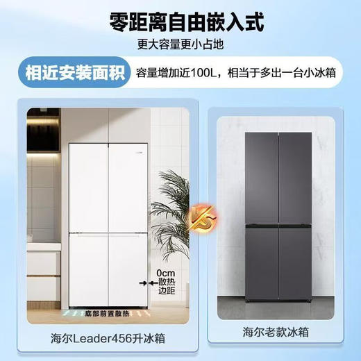 海尔统帅BCD-456WGLTD45L9U1冰箱一级能效零嵌四开门法式风冷无霜 456升 十字开门/嵌入/风冷无霜法式/零嵌 商品图1