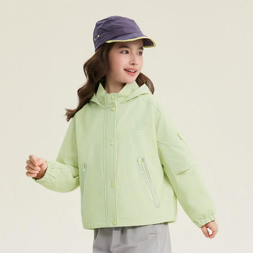 笛莎Deesha 童装女童外套2026春新款清新时尚休闲连帽拉链外套 商品图1