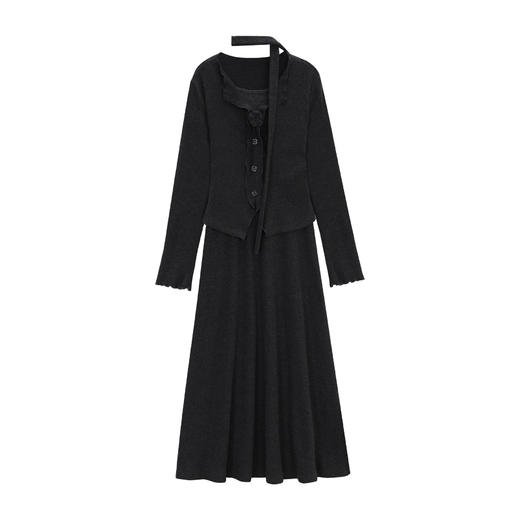 鹿向南「慵懒灰调」假两件气质高级感女秋冬新款巨好看内搭连衣裙 商品图3