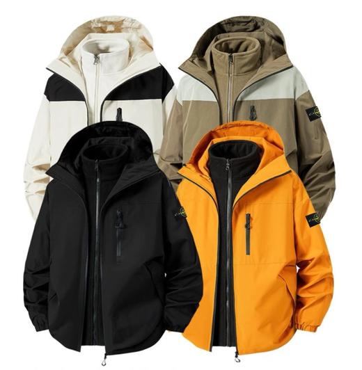 F011386新款三合一户外山系运动透气宽松连帽茄克休闲外套 商品图0