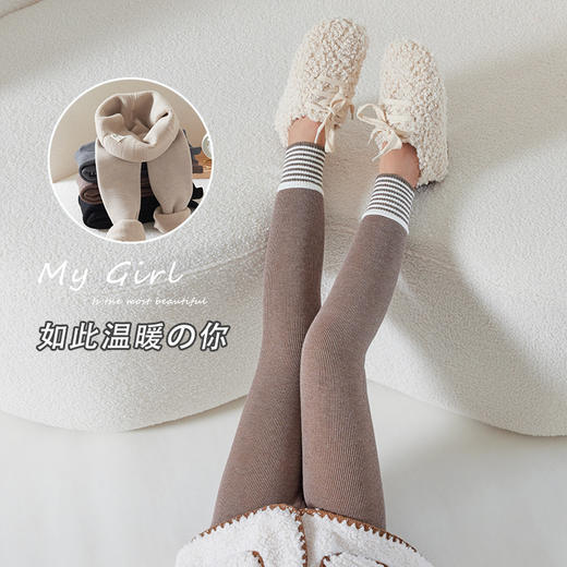 【柔软亲肤保暖❗️内里磨毛加绒】女童秋冬季加绒加厚新款百搭打底裤外穿棉竖条纹保暖九分裤子。jc 商品图3