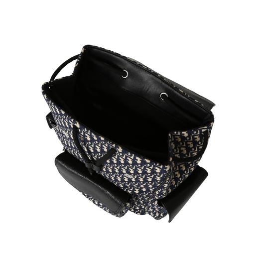 笛奥 翻盖抽绳设计Oblique印花 粒面牛皮革 背包双肩包 常规 男款 蓝布 商品图2